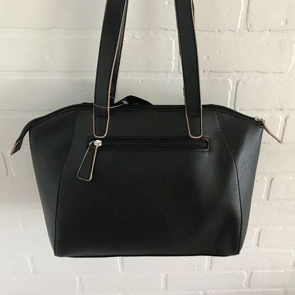 NWT Nygard Shoulder Tote Bag - Black/tan - Picture 8 of 9